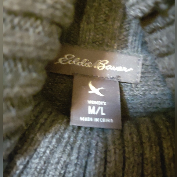 Eddie Bauer Cotton/Wool Blend Fringe Poncho Sweater (M/L) - Picture 3 of 6